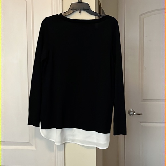 Calvin Klein Black and White Long Sleeve Shirt with collared sequins - Picture 3 of 3